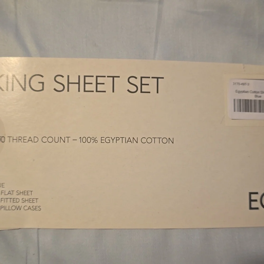 EQ3 500 Thread Count Egyptian King Cotton Sheet Set,Retail Price $179.99US, Blue